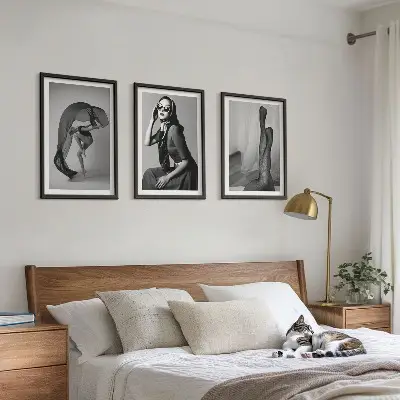 Three-piece wall art piece Black and white portraits of women