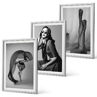 Three-piece wall art piece Black and white portraits of women