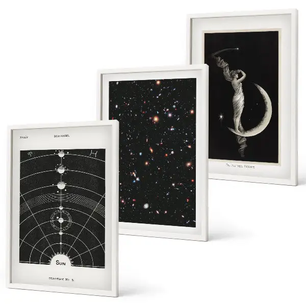 Solar system wall art set of 3 framed pieces