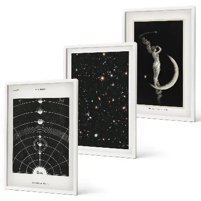 Solar system wall art set of 3 framed pieces