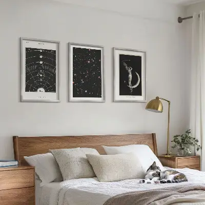 Solar system wall art set of 3 framed pieces