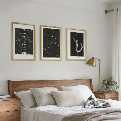 Solar system wall art set of 3 framed pieces