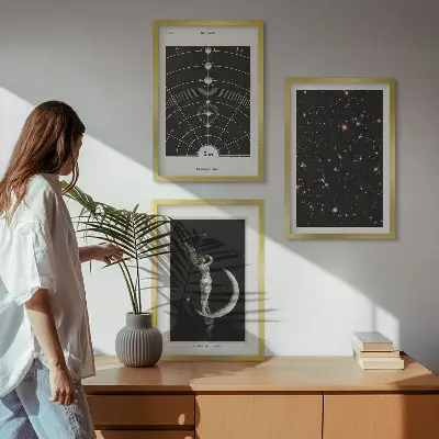 Solar system wall art set of 3 framed pieces