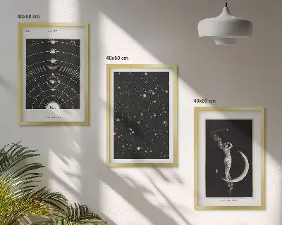 Solar system wall art set of 3 framed pieces