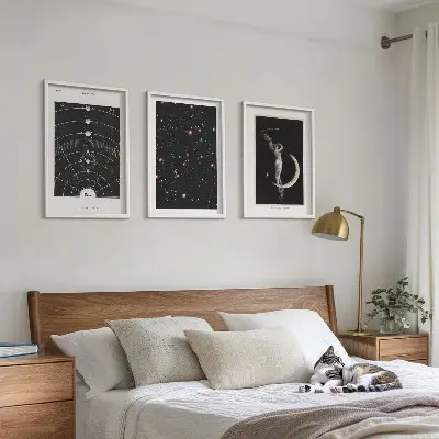 Solar system wall art set of 3 framed pieces