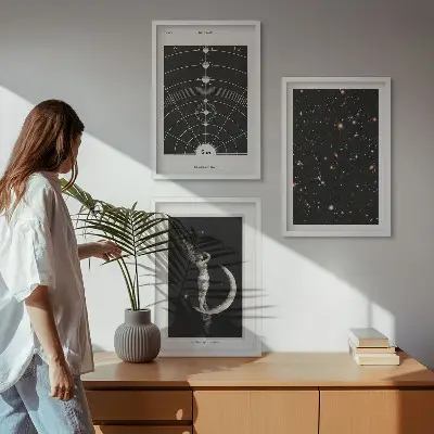 Solar system wall art set of 3 framed pieces