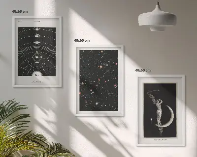 Solar system wall art set of 3 framed pieces