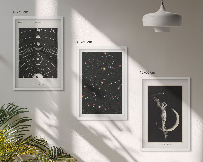 Set of 3 framed wall art pieces Solar system night figure
