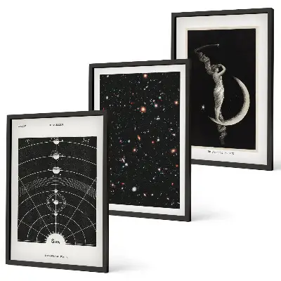 Solar system wall art set of 3 framed pieces