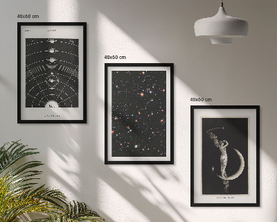 Set of 3 framed wall art pieces Solar system night figure