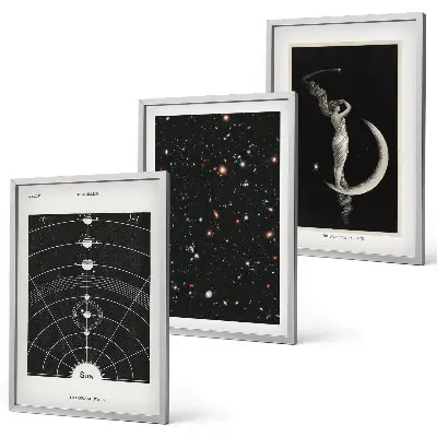 Solar system wall art set of 3 framed pieces