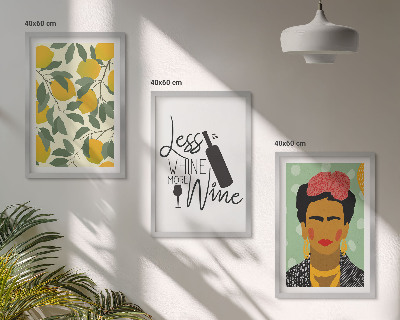 Wall art set Lemons wine portrait of Frida