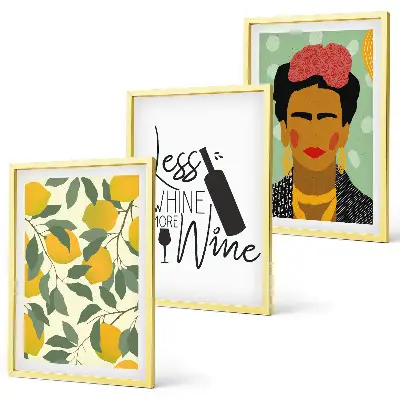 Frida Kahlo lemon and wine wall art set portrait print collection
