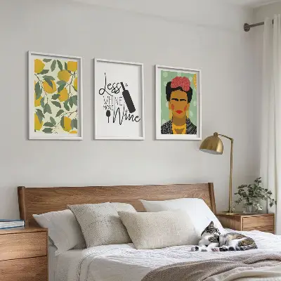 Frida Kahlo lemon and wine wall art set portrait print collection