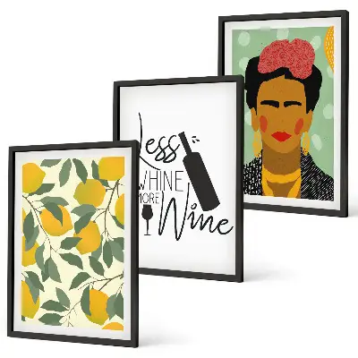 Frida Kahlo lemon and wine wall art set portrait print collection