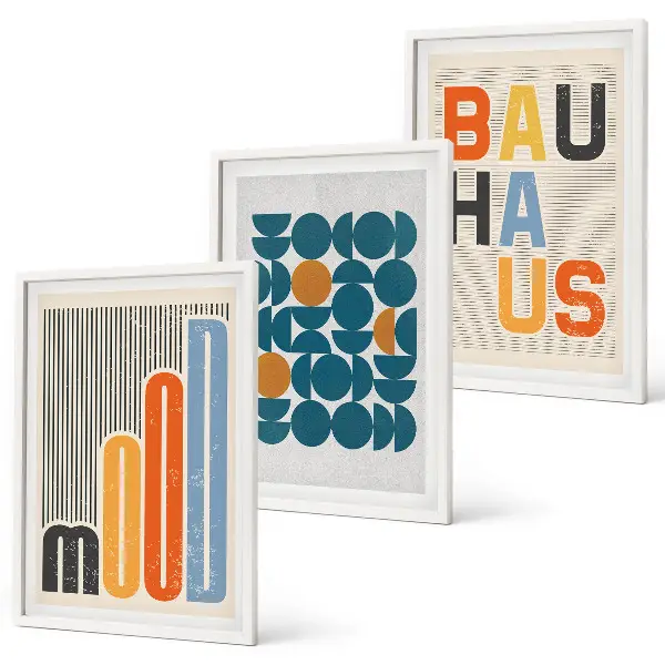 Bauhaus geometric patterns wall art three-piece set