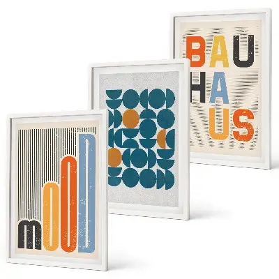 Bauhaus geometric patterns wall art three-piece set