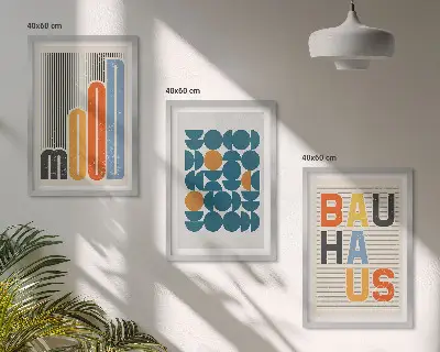 Bauhaus geometric patterns wall art three-piece set