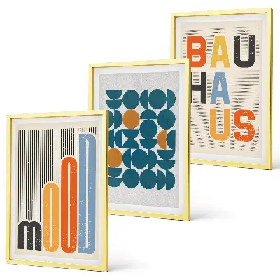 Bauhaus geometric patterns wall art three-piece set