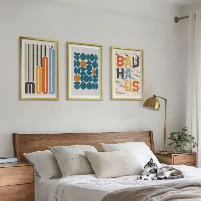 Bauhaus geometric patterns wall art three-piece set