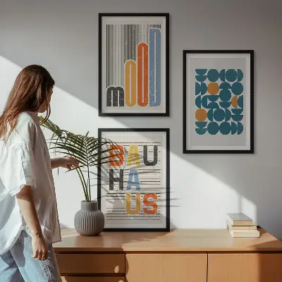 Bauhaus geometric patterns wall art three-piece set