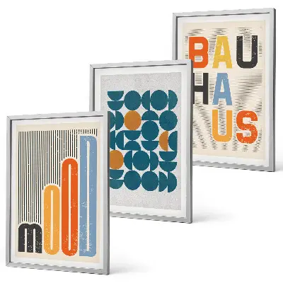 Bauhaus geometric patterns wall art three-piece set