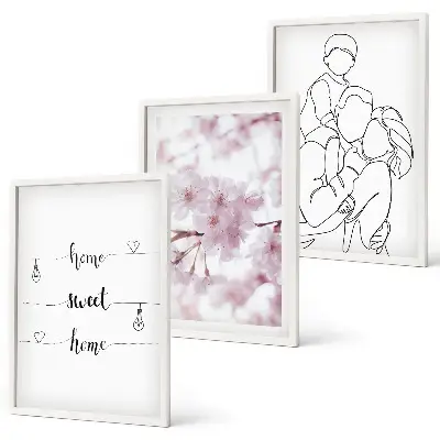 Minimalist floral wall art set of 3 framed pieces