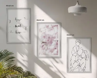 Minimalist floral wall art set of 3 framed pieces