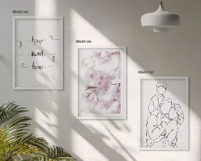 Minimalist floral wall art set of 3 framed pieces