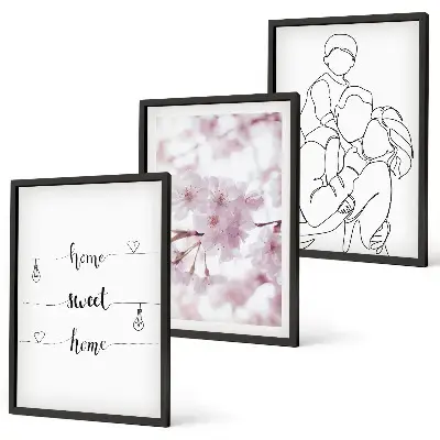 Minimalist floral wall art set of 3 framed pieces