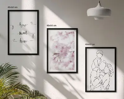 Minimalist floral wall art set of 3 framed pieces