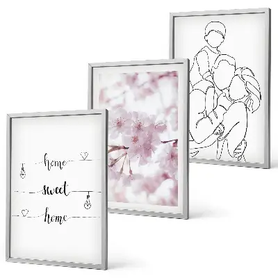 Minimalist floral wall art set of 3 framed pieces