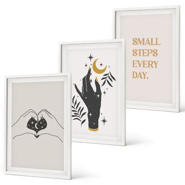 Three-piece wall art piece Minimalist boho illustrations
