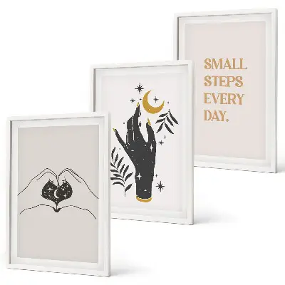 Three-piece minimalist boho wall art set set of illustrations