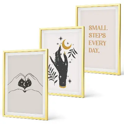Three-piece wall art piece Minimalist boho illustrations