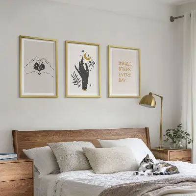 Three-piece minimalist boho wall art set set of illustrations