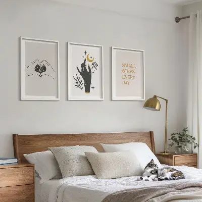 Three-piece minimalist boho wall art set set of illustrations