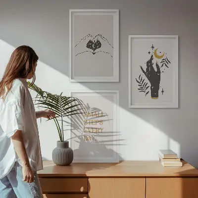 Three-piece wall art piece Minimalist boho illustrations