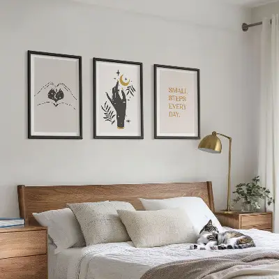 Three-piece minimalist boho wall art set set of illustrations