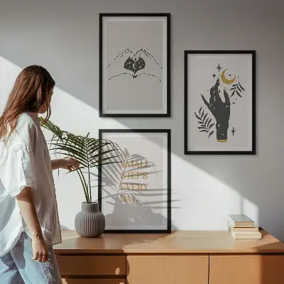 Three-piece wall art piece Minimalist boho illustrations
