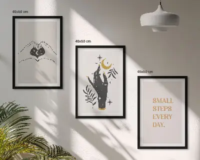 Three-piece wall art piece Minimalist boho illustrations