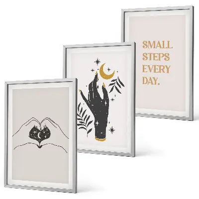 Three-piece wall art piece Minimalist boho illustrations