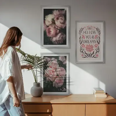 Vintage roses dreams wall art set with an inscription