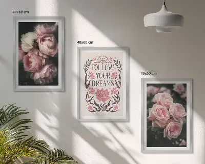 Vintage roses dreams wall art set with an inscription