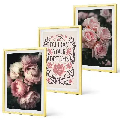 Vintage roses dreams wall art set with an inscription