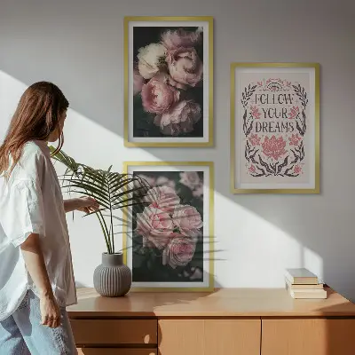 Vintage roses dreams wall art set with an inscription
