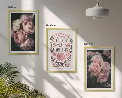 Vintage roses dreams wall art set with an inscription