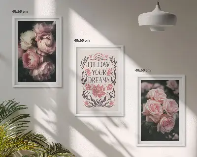 Vintage roses dreams wall art set with an inscription
