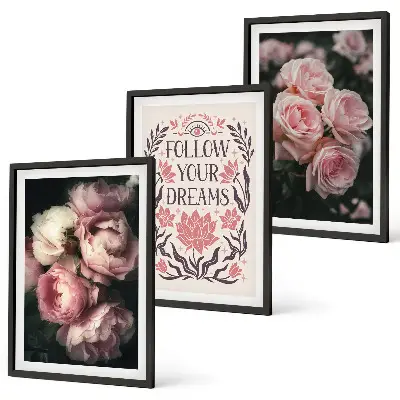 Vintage roses dreams wall art set with an inscription