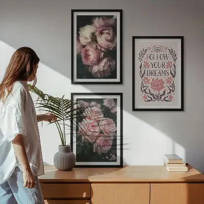 Vintage roses dreams wall art set with an inscription